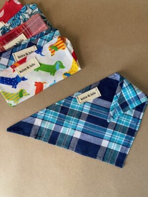 Dog Bandana -Plaid (Blue)