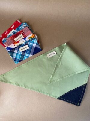 Dog Bandana -Green/Denim