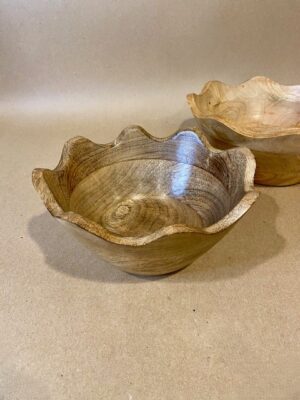 Scalloped Wooden Bowl -Small